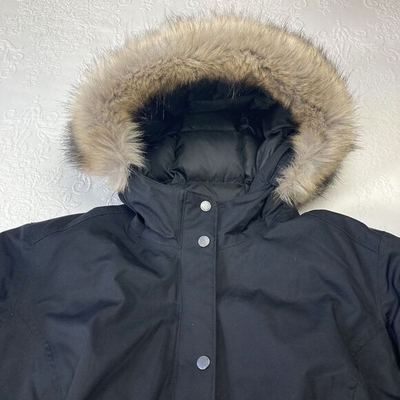 Eddie Bauer Weatheredge Parka Down Jacket Women 3X Black Quilted Faux Fur Trim - Picture 6 of 16
